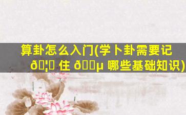 算卦怎么入门(学卜卦需要记 🦅 住 🌵 哪些基础知识)